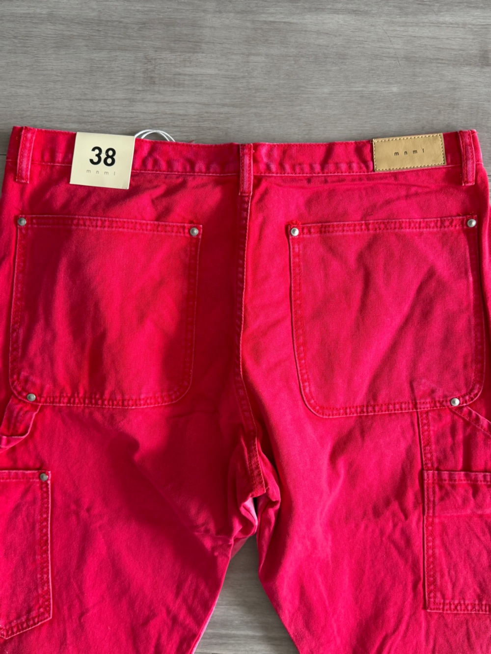 Mens Bright Pink/Red Utility Pocket Skirt Jeans! (38) flare - Picture 7 of 8